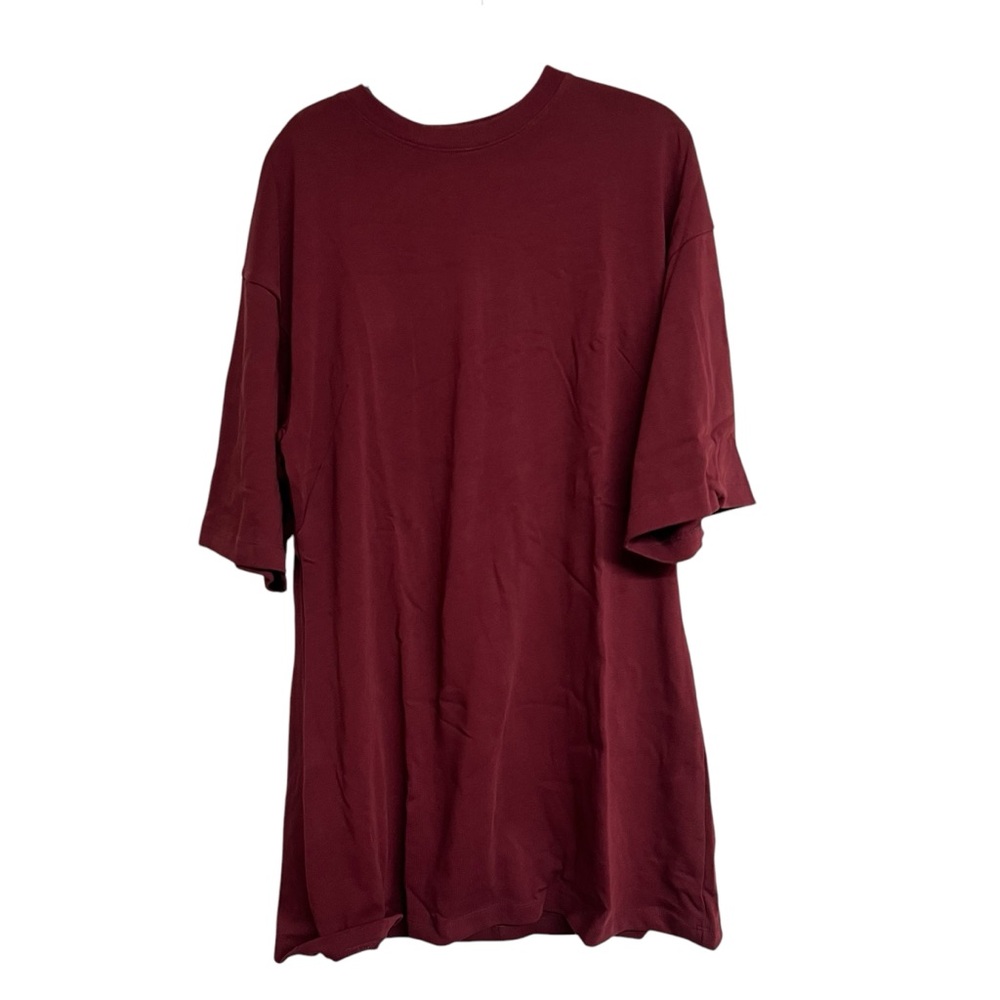 New Topshop Premium Seamed Short Sleeve T-shirt Dress Burgundy‎